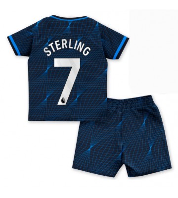 Chelsea Raheem Sterling #7 Koszulka Wyjazdowych Dziecięca 2023-24 Krótki Rękaw (+ Krótkie spodenki)